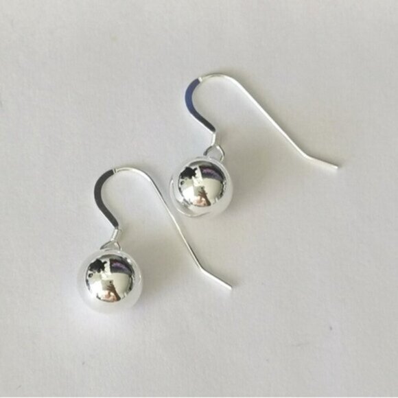 Sterling Silver bead ball drop earrings 10mm NEW - Picture 7 of 7
